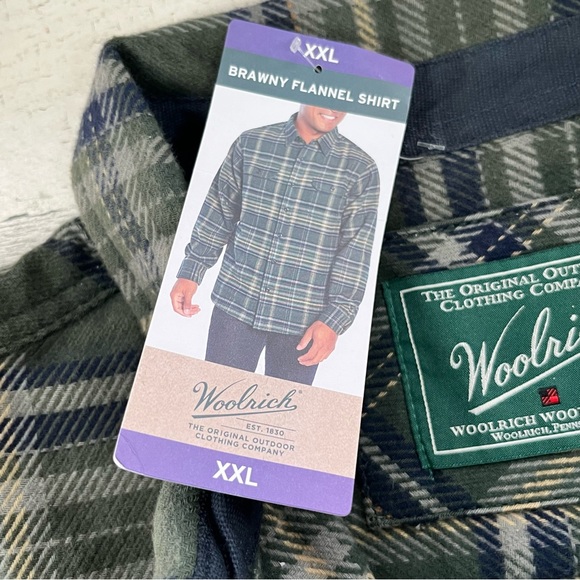 Woolrich Men’s Brawny Heavyweight Flannel Shirt Size XXL Dusty Olive Green NWT - Picture 3 of 11